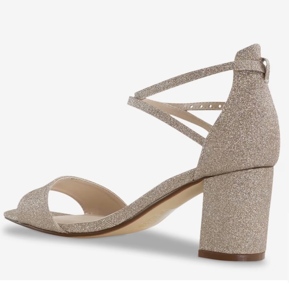 BENJAMIN walk touch Ups Women's Gold Sparkle  Heeled Sandal, Size 7.5 - Picture 5 of 10